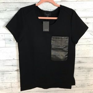 Lumiere Black top with leather pocket